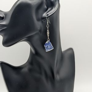 Sea Keeper sea pottery earrings in blue and white